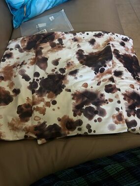 Tie Dye Reversible Throw Pillow Covers Set/2 Brown/White 18x18